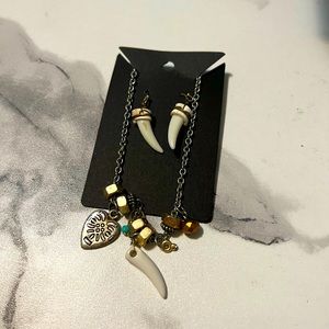 NWOT Primal Tooth Earrings and Necklace Set